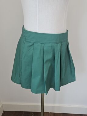 Sunday Best Emerald Green Pleated Mini Skirt
